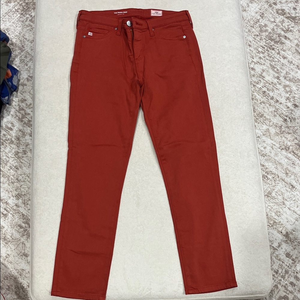 Ag Adriano Goldschmied Prima Crop Jeans in Brick Red